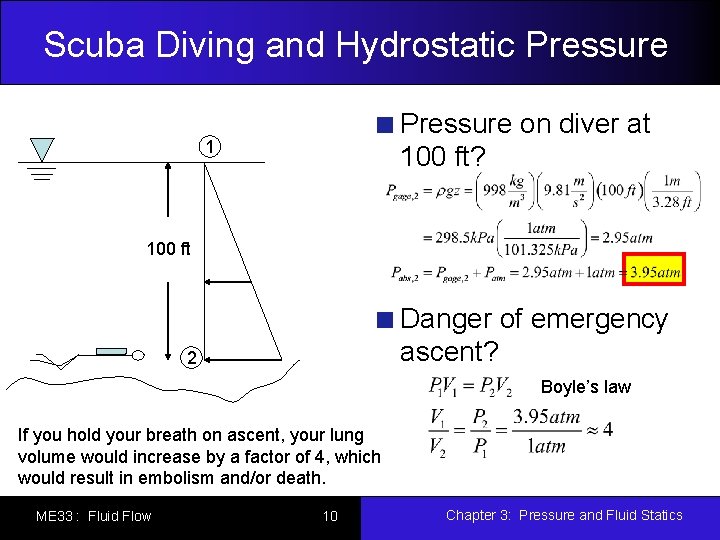 Scuba Diving and Hydrostatic Pressure on diver at 100 ft? 1 100 ft Danger