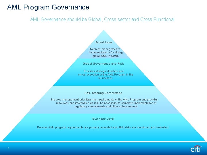 AML Program Governance AML Governance should be Global, Cross sector and Cross Functional Board AML Program Governance AML Governance should be Global, Cross sector and Cross Functional Board