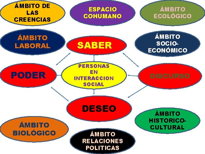 ÁMBITO DE LAS CREENCIAS ÁMBITO LABORAL PODER ESPACIO COHUMANO SABER PERSONAS EN INTERACCION SOCIAL ÁMBITO DE LAS CREENCIAS ÁMBITO LABORAL PODER ESPACIO COHUMANO SABER PERSONAS EN INTERACCION SOCIAL