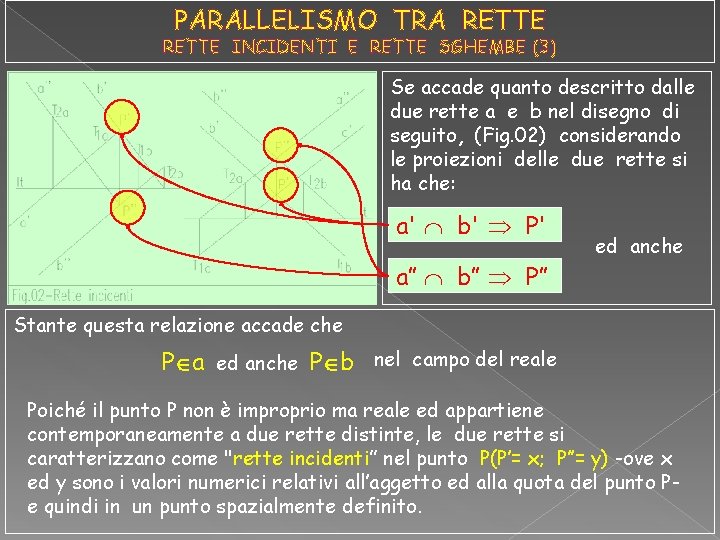 PARALLELISMO TRA RETTE INCIDENTI E RETTE SGHEMBE (3) Se accade quanto descritto dalle due