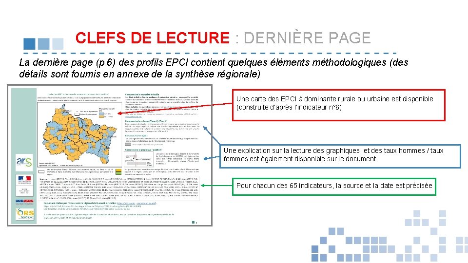 CLEFS DE LECTURE : DERNIÈRE PAGE La dernière page (p 6) des profils EPCI