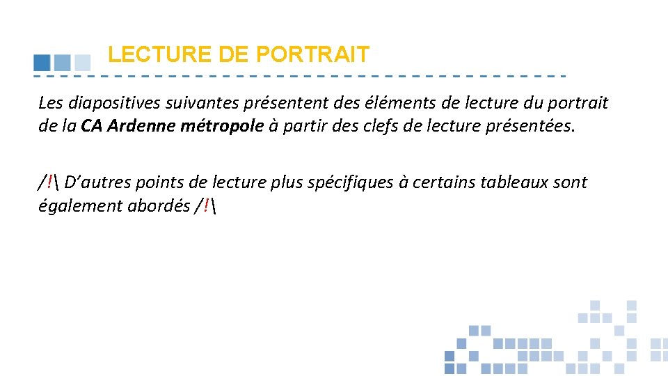 LECTURE DE PORTRAIT Les diapositives suivantes présentent des éléments de lecture du portrait de
