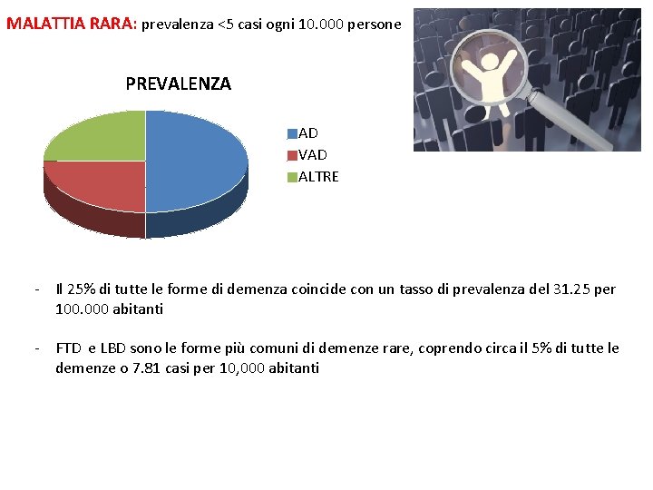 MALATTIA RARA: prevalenza <5 casi ogni 10. 000 persone PREVALENZA AD VAD ALTRE - MALATTIA RARA: prevalenza <5 casi ogni 10. 000 persone PREVALENZA AD VAD ALTRE -