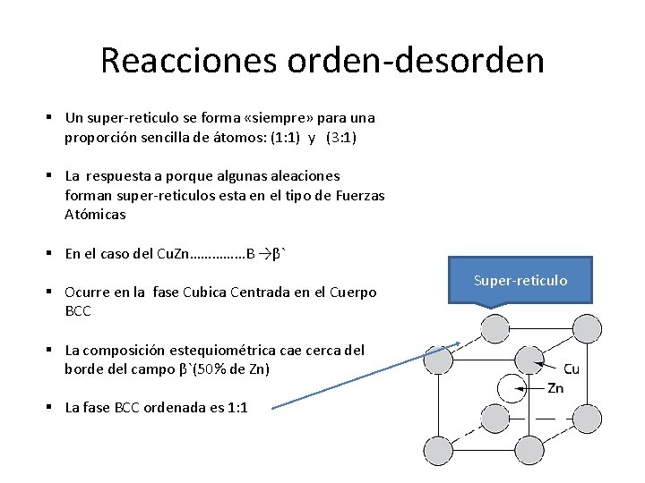 Reacciones orden-desorden § Un super-reticulo se forma «siempre» para una proporción sencilla de átomos: