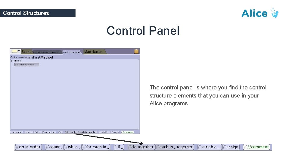 Control Structures Control Panel The control panel is where you find the control structure
