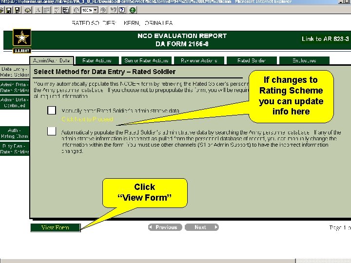 If changes to Rating Scheme you can update info here Click “View Form” 