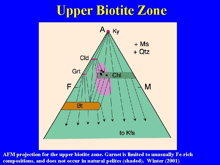 Upper Biotite Zone AFM projection for the upper biotite zone. Garnet is limited to