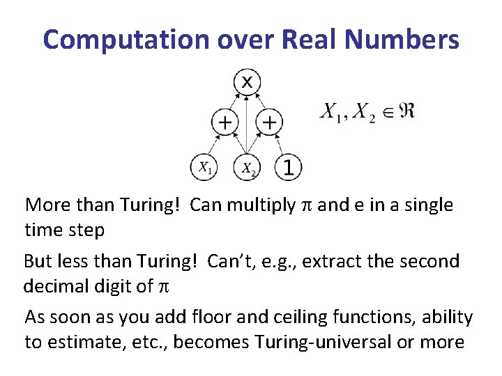 Computation over Real Numbers More than Turing! Can multiply and e in a single Computation over Real Numbers More than Turing! Can multiply and e in a single