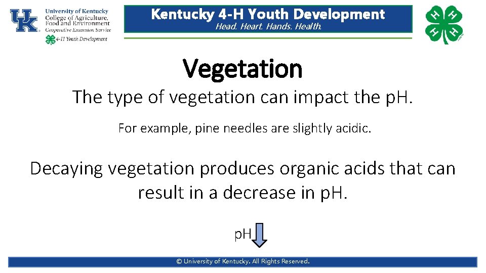 Kentucky 4 -H Youth Development Head. Heart. Hands. Health. Vegetation The type of vegetation Kentucky 4 -H Youth Development Head. Heart. Hands. Health. Vegetation The type of vegetation