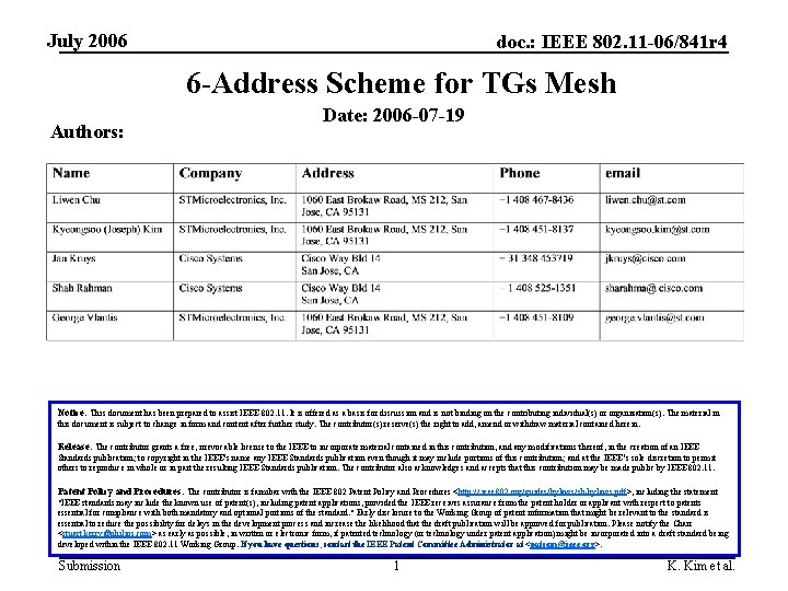 July 2006 doc. : IEEE 802. 11 -06/841 r 4 6 -Address Scheme for