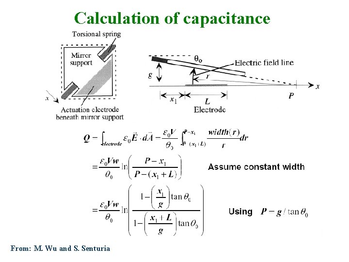 Calculation of capacitance From: M. Wu and S. Senturia 