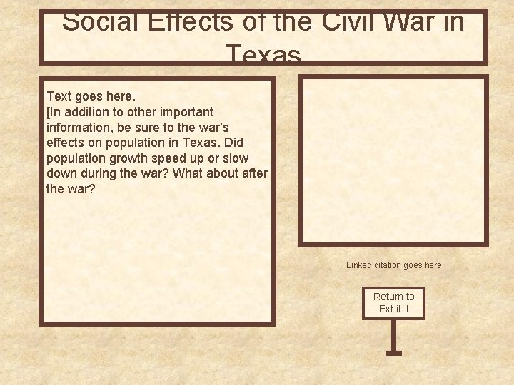 Social Effects of the Civil War in Texas Text goes here. [In addition to