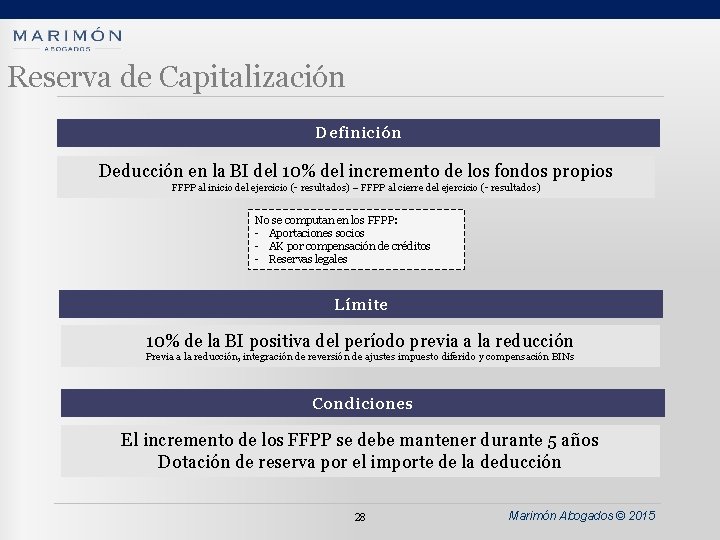 Reserva de Capitalización Definición Deducción en la BI del 10% del incremento de los