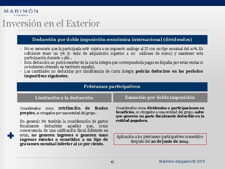 Inversión en el Exterior Deducción por doble imposición económica internacional (dividendos) - No es