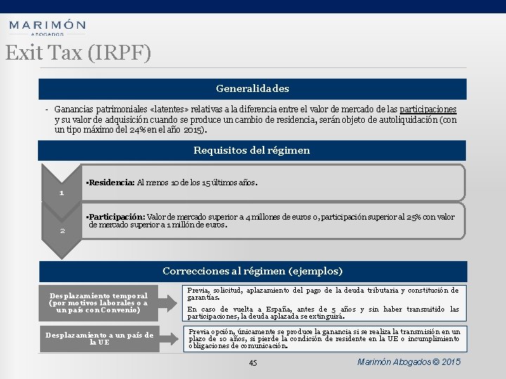 Exit Tax (IRPF) Generalidades - Ganancias patrimoniales «latentes» relativas a la diferencia entre el