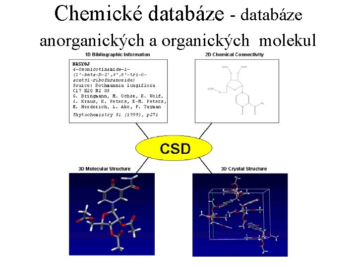 Chemické databáze - databáze anorganických a organických molekul 