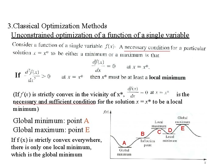 3. Classical Optimization Methods Unconstrained optimization of a function of a single variable If