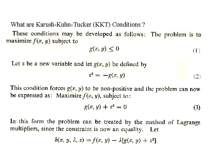 What are Karush-Kuhn-Tucker (KKT) Conditions ? 