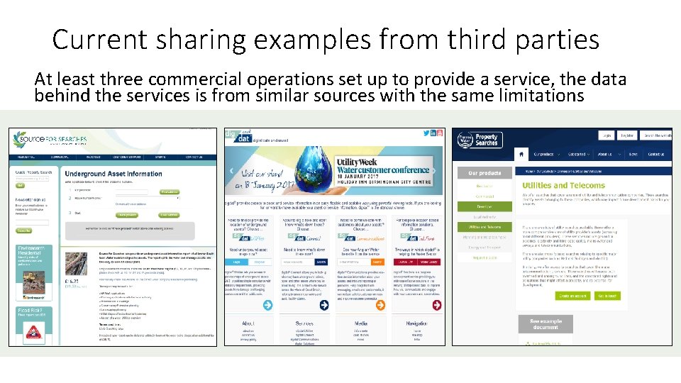 Current sharing examples from third parties At least three commercial operations set up to