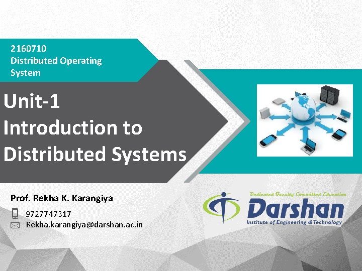 2160710 Distributed Operating System Unit-1 Introduction to Distributed Systems Prof. Rekha K. Karangiya 9727747317