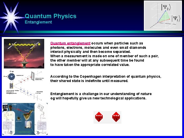 Quantum Physics Entanglement Quantum entanglement occurs when particles such as photons, electrons, molecules and