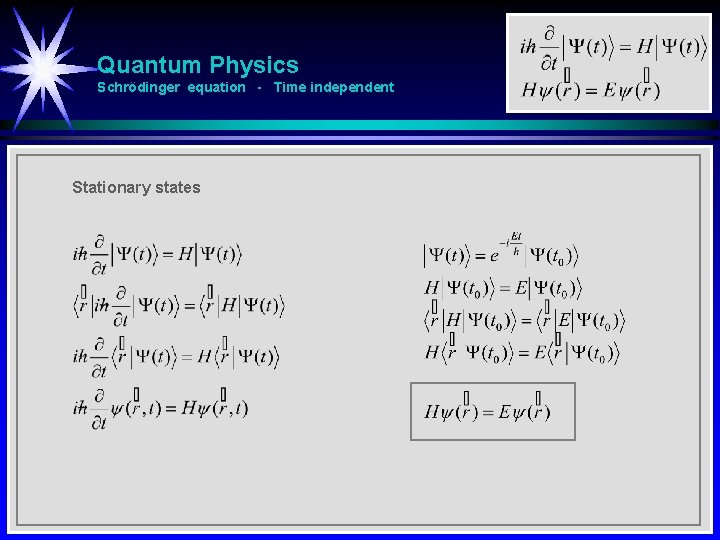 Quantum Physics Schrödinger equation - Time independent Stationary states 