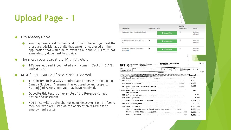 Upload Page - 1 Explanatory Notes The most recent tax slips, T 4’s T