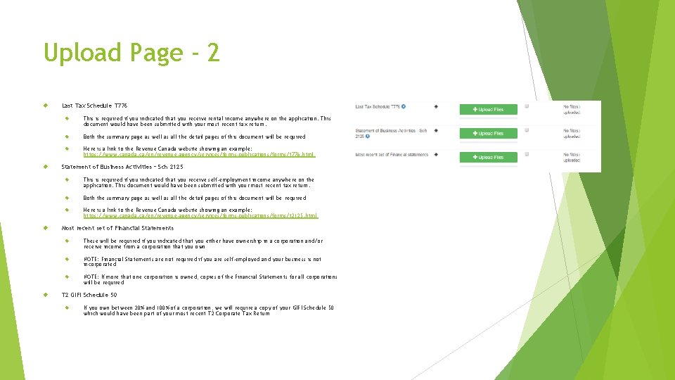 Upload Page - 2 Last Tax Schedule T 776 This is required if you