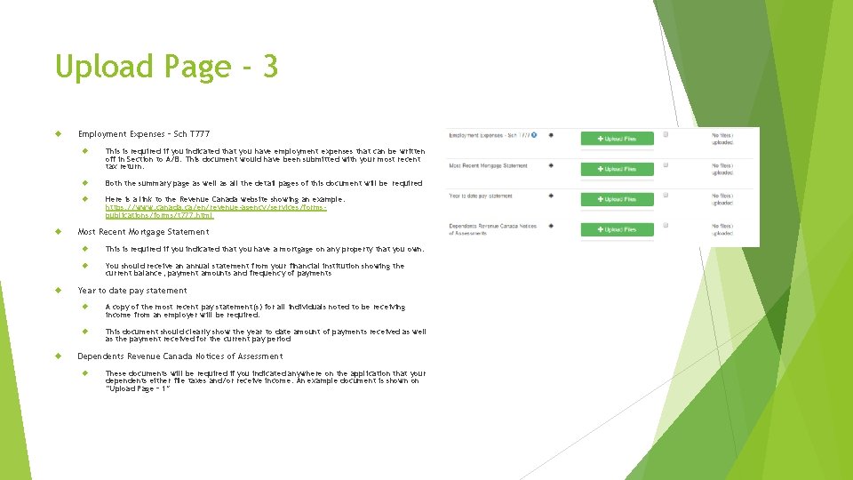 Upload Page - 3 Employment Expenses – Sch T 777 This is required if