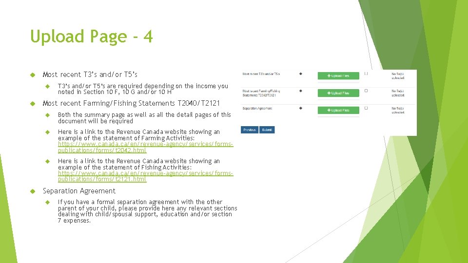 Upload Page - 4 Most recent T 3’s and/or T 5’s are required depending