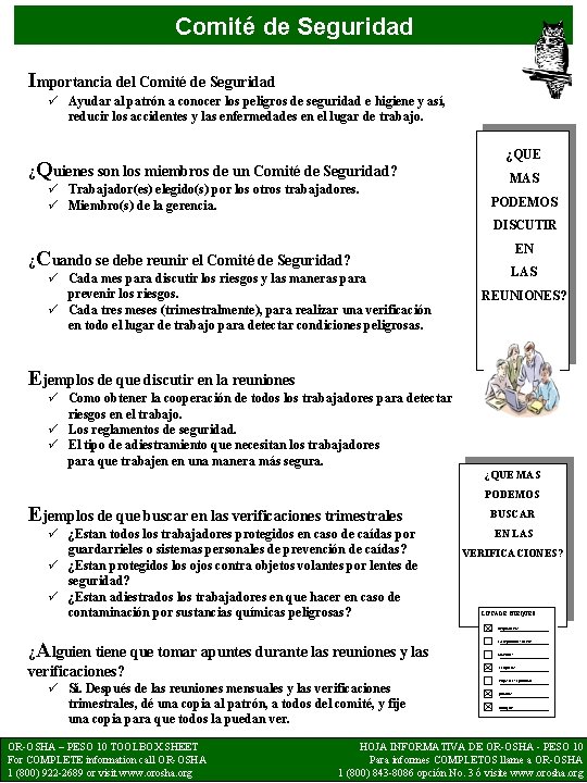 Comité de Seguridad Importancia del Comité de Seguridad ü Ayudar al patrón a conocer