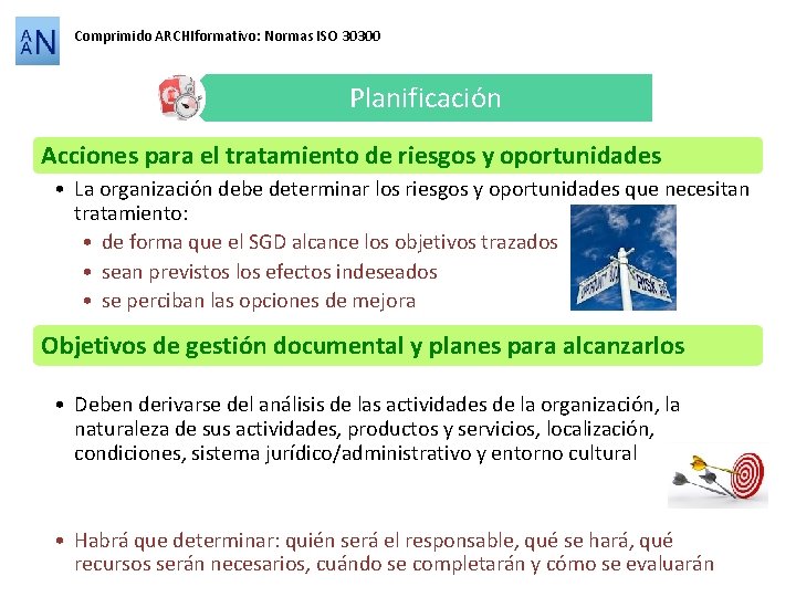 Comprimido ARCHIformativo: Normas ISO 30300 Planificación Acciones para el tratamiento de riesgos y oportunidades