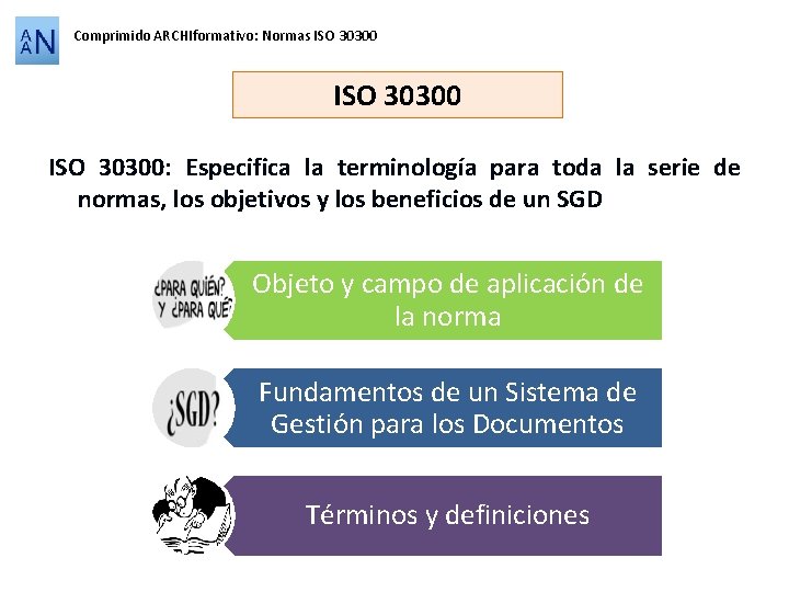 Comprimido ARCHIformativo: Normas ISO 30300: Especifica la terminología para toda la serie de normas,