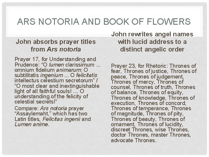 ARS NOTORIA AND BOOK OF FLOWERS John absorbs prayer titles from Ars notoria Prayer ARS NOTORIA AND BOOK OF FLOWERS John absorbs prayer titles from Ars notoria Prayer