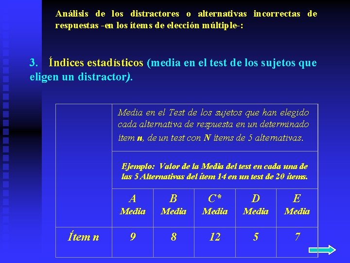 Análisis de los distractores o alternativas incorrectas de respuestas -en los ítems de elección