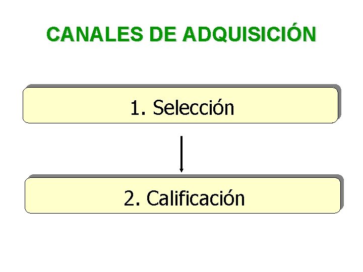 CANALES DE ADQUISICIÓN 1. Selección 2. Calificación CANALES DE ADQUISICIÓN 1. Selección 2. Calificación