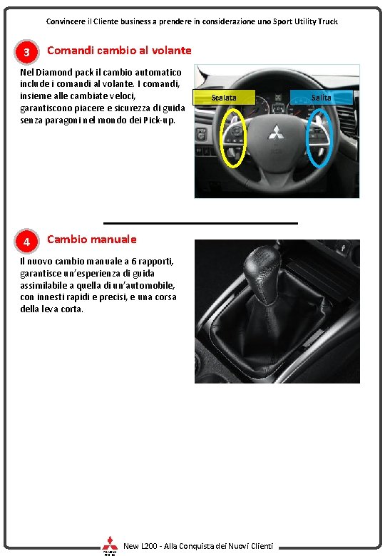 Convincere il Cliente business a prendere in considerazione uno Sport Utility Truck 3 Comandi