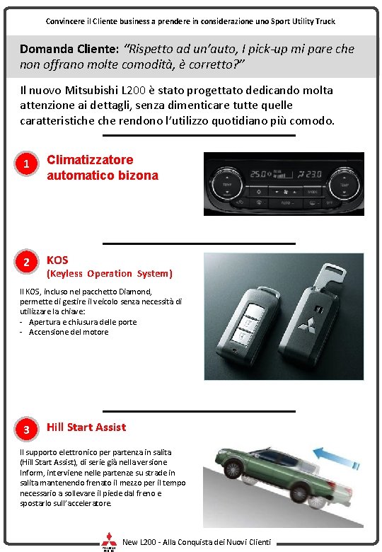 Convincere il Cliente business a prendere in considerazione uno Sport Utility Truck Domanda Cliente: