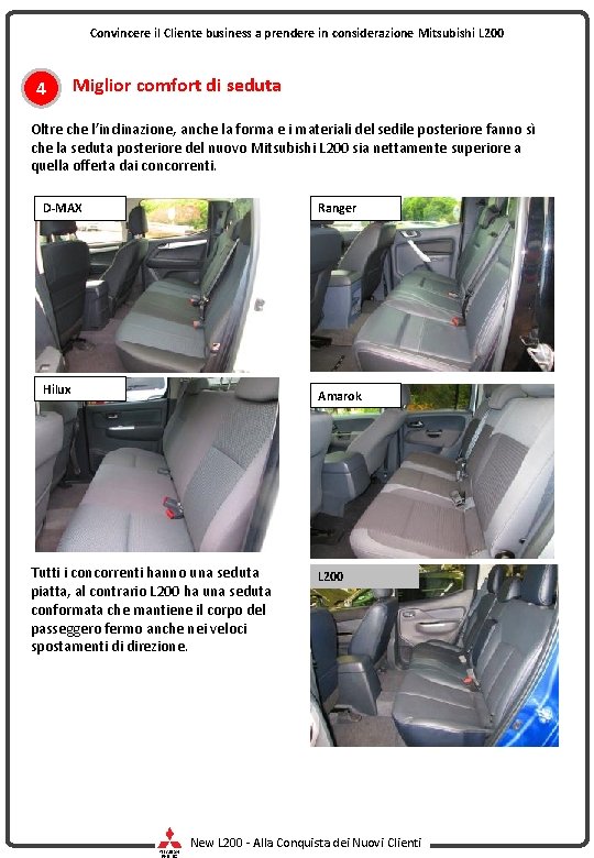 Convincere il Cliente business a prendere in considerazione Mitsubishi L 200 4 Miglior comfort