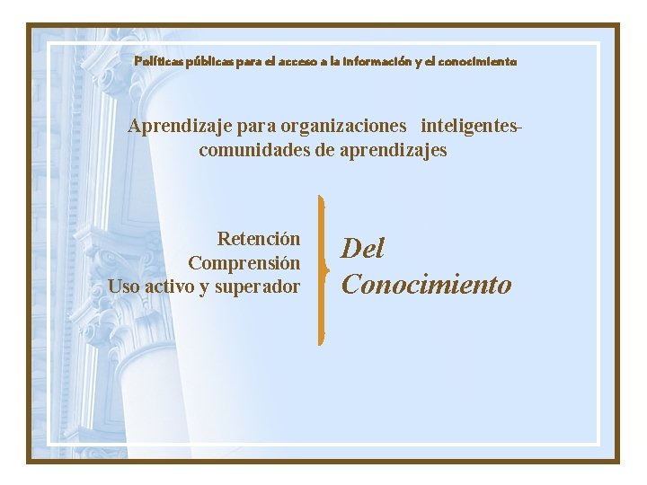 Políticas públicas para el acceso a la información y el conocimiento Aprendizaje para organizaciones