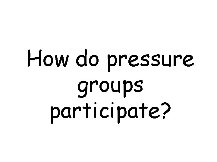 How do pressure groups participate? 