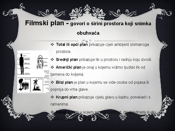 Filmski plan - govori o širini prostora koji snimka obuhvaća v Total ili opći