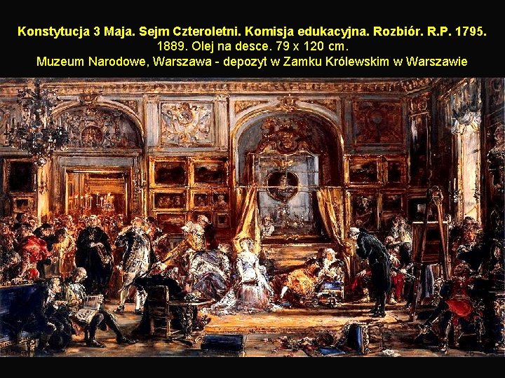 Konstytucja 3 Maja. Sejm Czteroletni. Komisja edukacyjna. Rozbiór. R. P. 1795. 1889. Olej na