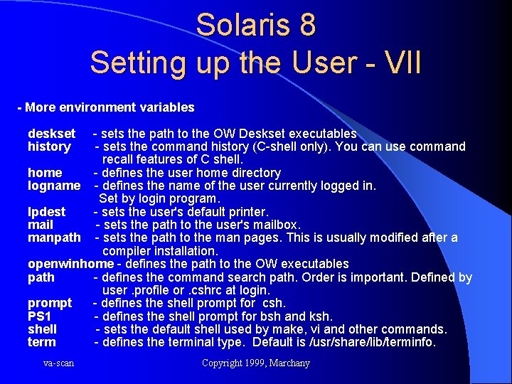 Solaris 8 Setting up the User - VII - More environment variables deskset history