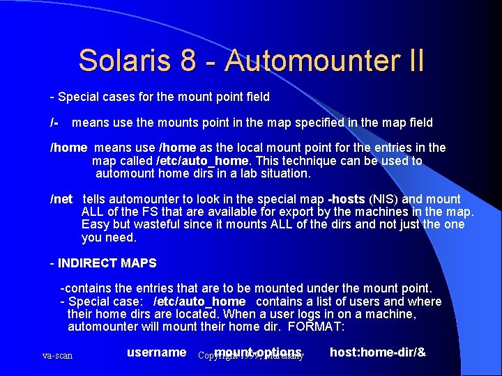 Solaris 8 - Automounter II - Special cases for the mount point field /-