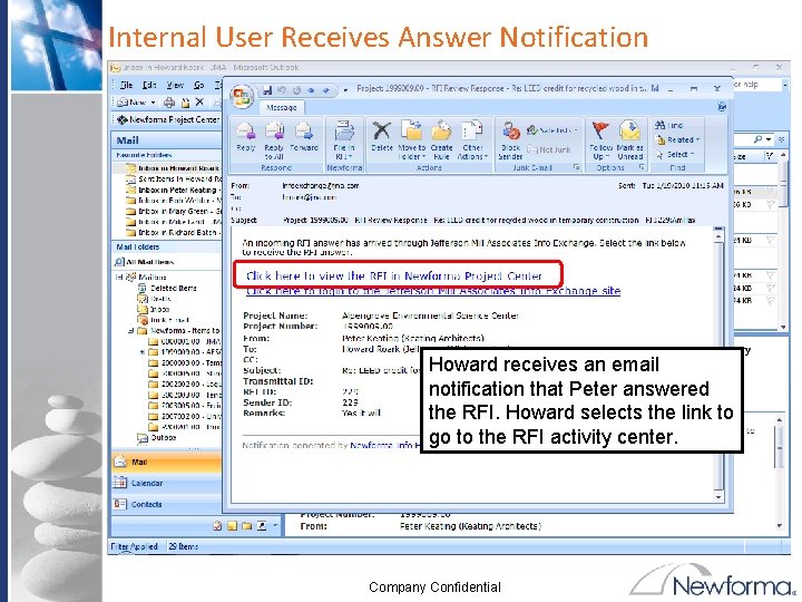 Internal User Receives Answer Notification Howard receives an email notification that Peter answered the