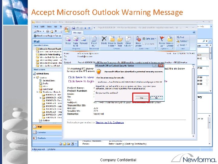 Accept Microsoft Outlook Warning Message Company Confidential 