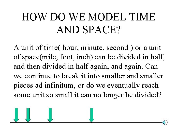 HOW DO WE MODEL TIME AND SPACE? A unit of time( hour, minute, second