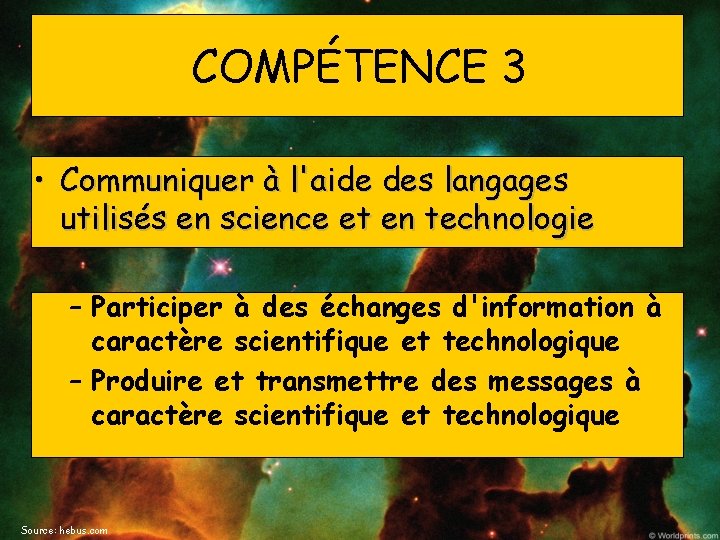 COMPÉTENCE 3 • Communiquer à l'aide des langages utilisés en science et en technologie