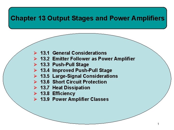 Chapter 13 Output Stages and Power Amplifiers Ø Ø Ø Ø Ø 13. 1 Chapter 13 Output Stages and Power Amplifiers Ø Ø Ø Ø Ø 13. 1